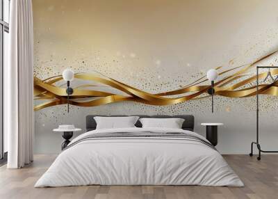 Luxury abstract background with golden lines on dark, modern backdrop concept 3d style. Illustration from vector about modern template deluxe design. Wall mural