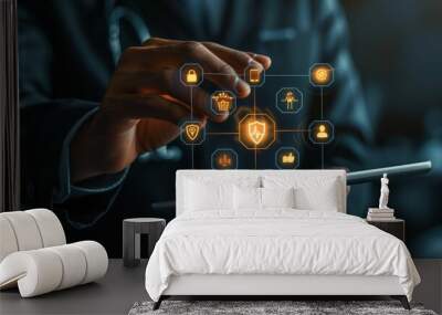 Illuminated Digital Security In Modern Healthcare Wall mural