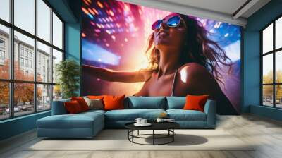 Beautiful woman in a nightclub. Lifestyle, entertainment concept. Wall mural