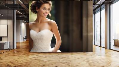 Portrait of a beautiful bride. Female beauty, relationships, wedding ceremony. Wall mural