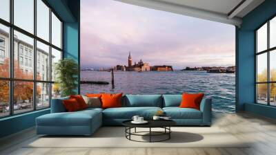 Beautiful Venice sunset view with city lights. Venice, Italy. Wall mural