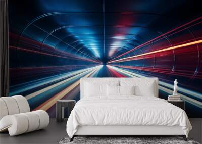 Highway tunnel. Interior of an urban tunnel without traffic. Generative Ai. Wall mural