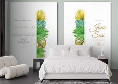 Tropical summer Wedding Invitation card Wall mural