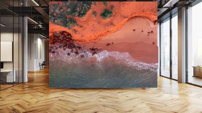 Aerial view at sunset of coast around Cape Peron at Shark Bay, Western Australia Wall mural