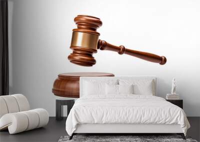 Isolated white background with judge s gavel Wall mural