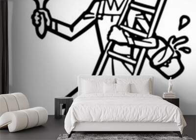 Painter With Ladder Wall mural