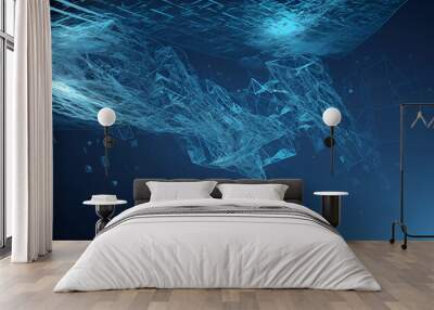 Deep blue, collection 2. High tech deep water, organic light structure. Wall mural