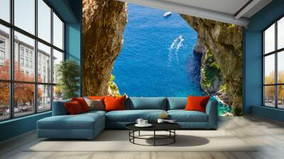 View of the Arco Naturale, a natural arch on the east coast of the island of Capri. Wall mural