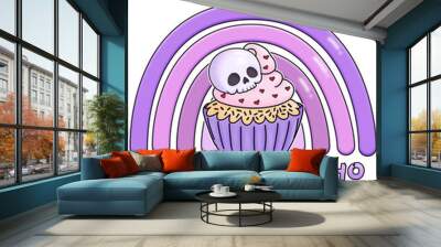 Skeleton cupcake Skull Sweet But Psycho Wall mural