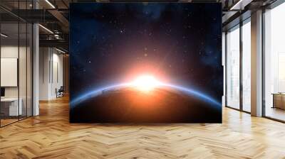 planet earth, space and sun. Wall mural