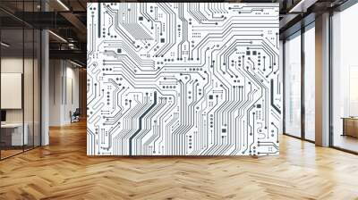 Flat Microelectronics Circuits board background. Wall mural