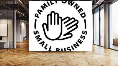 family owned small business black outline badge icon label isolated vector on transparent background Wall mural