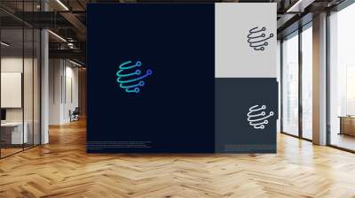 Abstract connecting circuit technology logo designs template, symbol template Wall mural