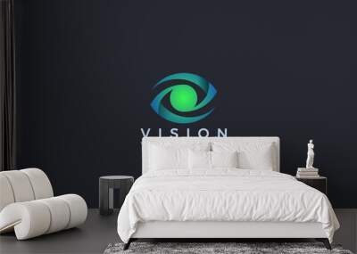 Eye Logo media icon, Vision, eyecare, logotype concept idea. Vector Design template element Wall mural