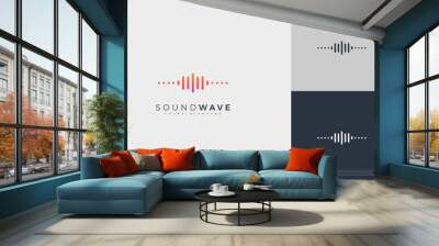 Music sound waves symbols. Audio icon, voice equalizer pulse element idea. Modern creative logo vector template. Wall mural