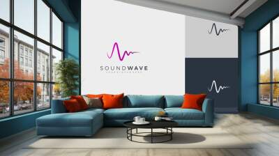 Music sound waves symbols. Audio icon, voice equalizer pulse element idea. Modern creative logo vector template. Wall mural