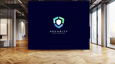 security shield with icon technology logotype concept idea. vector design template element Wall mural