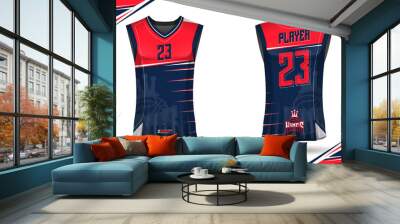 Basketball shirt design, front and back Wall mural