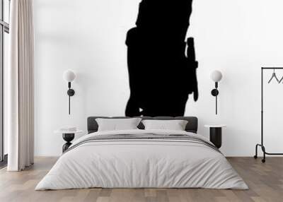 Silhouette of soldier paying tribute, Vector Wall mural