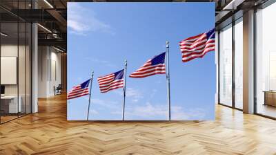 US flags around the Washington Monument in Washington D.C. Wall mural