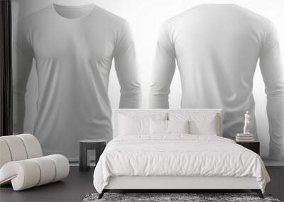 A white shirt with long sleeves on a white background created with Generative AI technology Wall mural