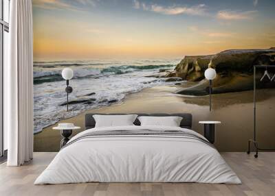 Colorful sunrise over Windansea beach in San Diego, California Wall mural