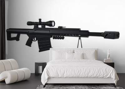 A black military rifle with a scope attached to it Wall mural