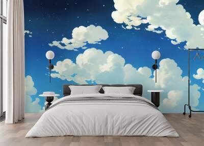 Beautiful Clouds in The Sky Detailed Hand Drawn Painting Illustration Wall mural