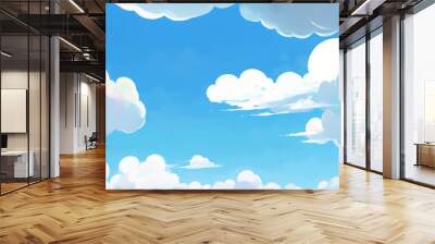 Clouds in A Bright Blue Sky Background Hand Drawn Painting Illustration Wall mural