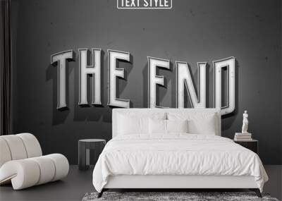 Old vintage movie black and white editable text effect Wall mural