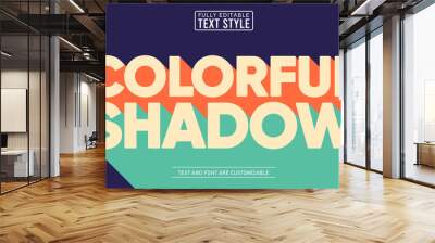 Retro Colorful Long Shadow Editable Text Effect Wall mural