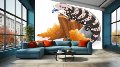 Cartoon Blue tongue lizard isolated on white background Wall mural