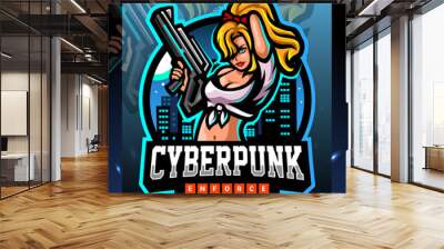 Cyber punk mascot. esport logo design Wall mural