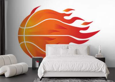 Basketball ball in flaming fire element emblem logo with gradient color vector design illustration template free editable  Wall mural