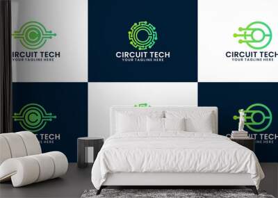 circuit technology logo inspiration, twisting technology and data connection Wall mural