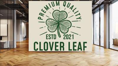 clover leaf logo in vintage style Wall mural