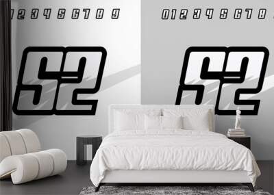 number 52 with racing effect, for race, racing, sport in gray color Wall mural