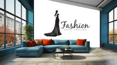 wedding dress  women clothing  boutique  store  logo vector icon symbol illustration design Wall mural