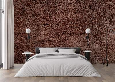 Absorbent fabric texture. Closeup of brown towel Wall mural