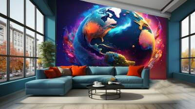 3D model of the planet Earth. superior 4K real digital environment art image Wall mural