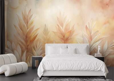 painting a light beige plant background Wall mural