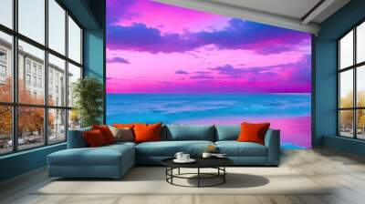 The natural beauty of the pink sky and blue sea Wall mural