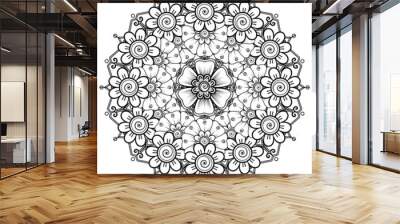 Circular pattern in form of mandala for Henna  Mehndi  tattoo  decoration. Coloring book page. Wall mural