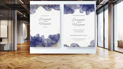 Wedding invitation with abstract splash watercolor Wall mural