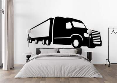 truck vector silhouette. truck logo icon Wall mural