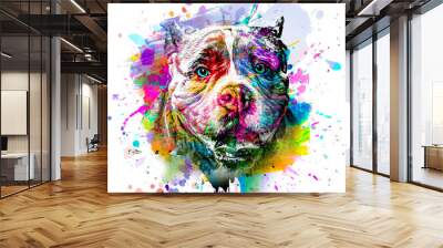 abstract colored dog muzzle isolated on colorful background Wall mural