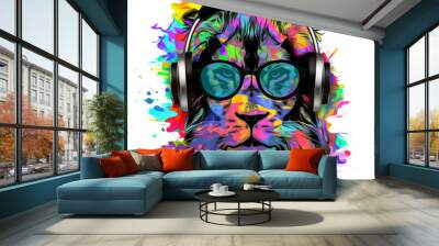 dj girl with headphones Wall mural