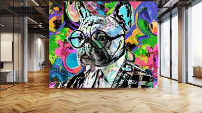 english bulldog portrait intellectual Wall mural