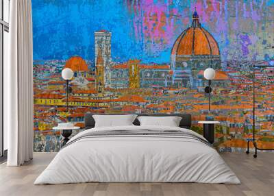 panorama of the city in italia Florence Wall mural