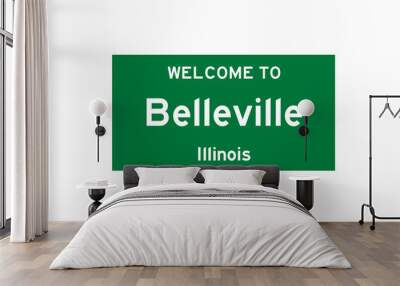 Belleville, Illinois, USA. City limit sign on transparent background.  Wall mural